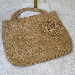 Boho Straw Flower Foldable Tote Bag